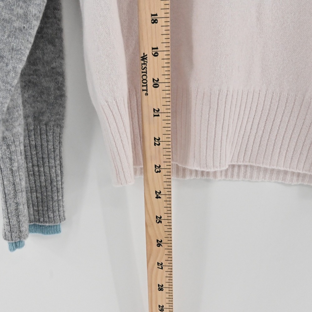 27 Miles Proctor Cashmere Baseball Sweater Womens Size S Pink Grey Blue Raglan - Picture 4 of 9